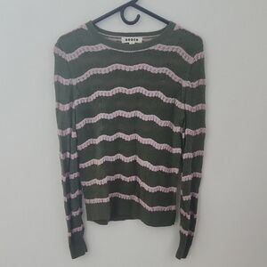 Boden Fluffy Pointelle Sweater In Green And Spring Blossom Pink